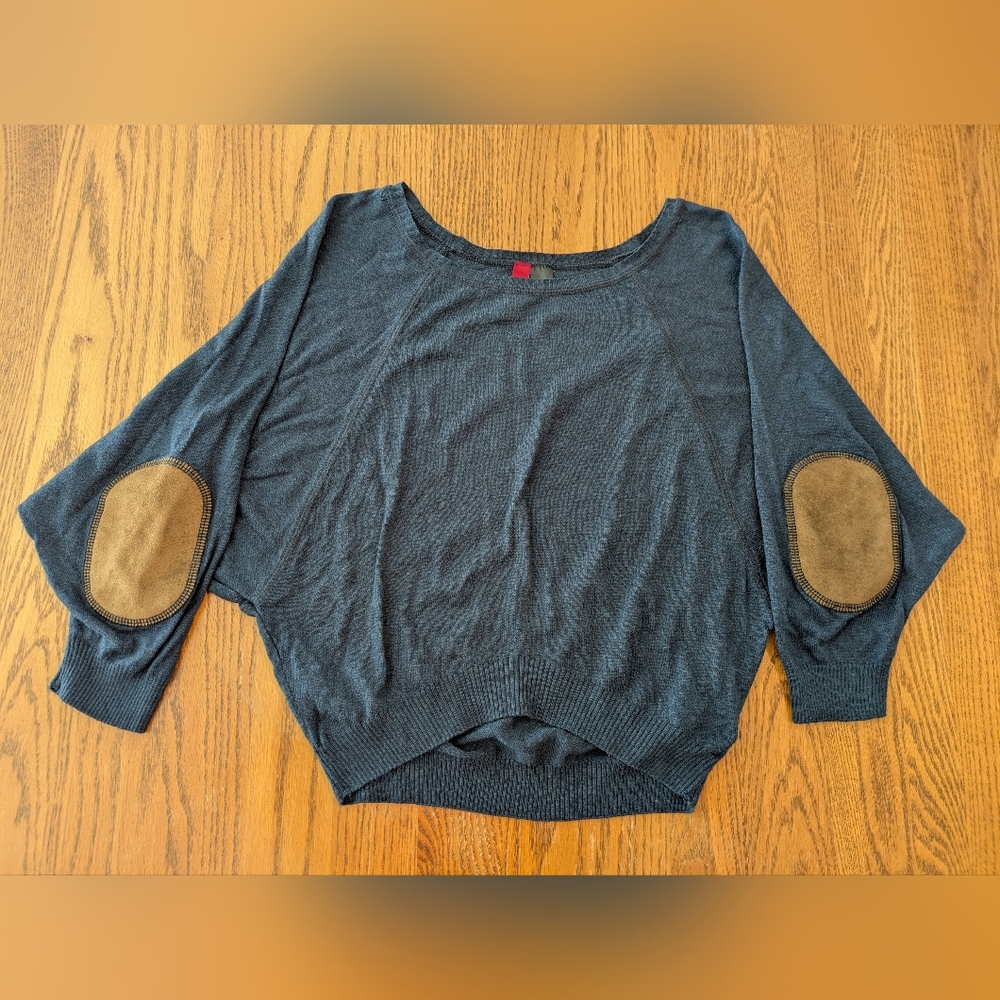 Cozy Blue Sweater with Brown Elbow Patches